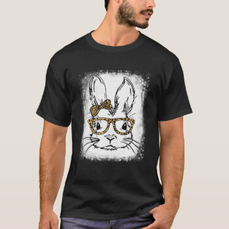 Niedliche Bunny Face Leopard Brille Osterfeiertag  T-Shirt