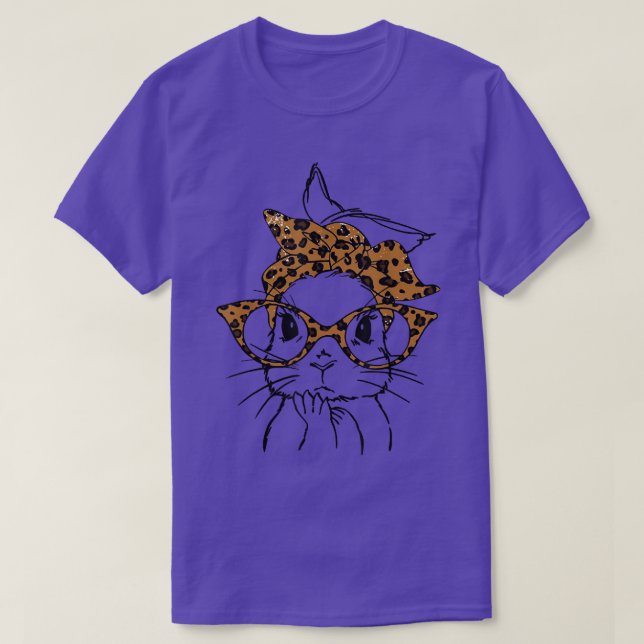 Niedliche Bunny Face Leopard Druckbrille Bandana E T-Shirt (Design vorne)