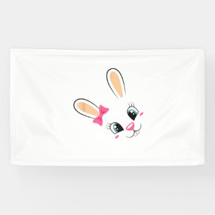 Niedliche Bunny Face Osterfest Sonniges Kaninchen Banner