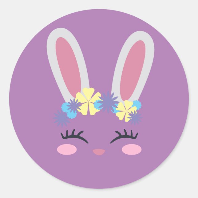 Niedliche Bunny Face Osterkleber Runder Aufkleber (Vorderseite)
