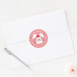 Niedliche Bunny Face Red Umschlag Aufkleber