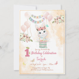 Niedliche Bunny First Birthday Einladungskarte