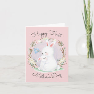 Niedliche Bunny First Mother's Day Falted Grußkart Karte
