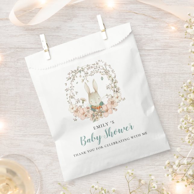 Niedliche Bunny Foliage Danke Babydusche Geschenktütchen (Ausgeschnitten)