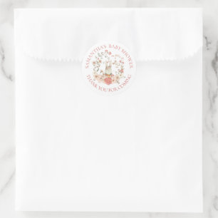 Niedliche Bunny Foliage Danke Babydusche Runder Aufkleber