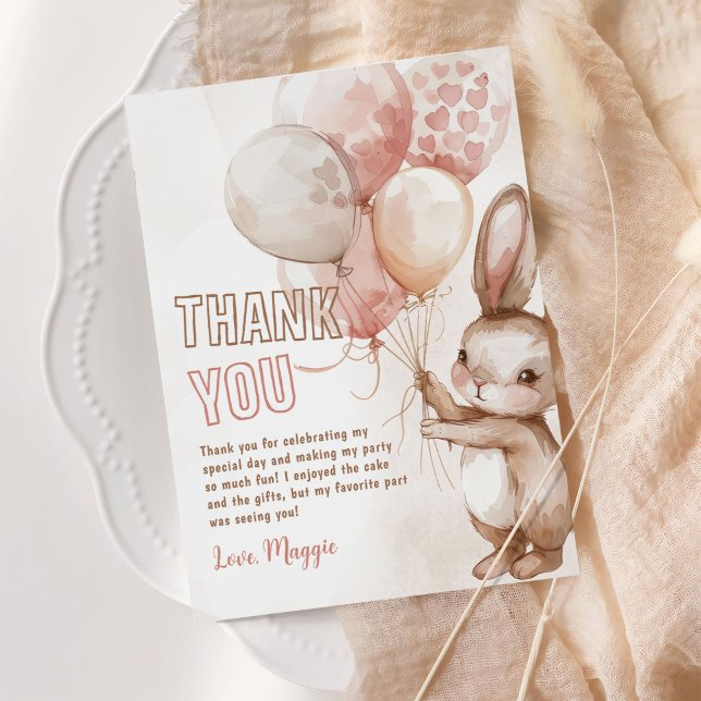 Niedliche Bunny Girl Geburtstagsparty Dankeskarte (Von Creator hochgeladen)