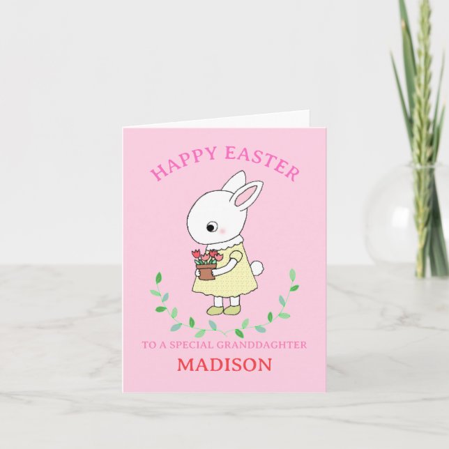 Niedliche Bunny Grandtochter Personalisiert Ostern Karte (Vorderseite)