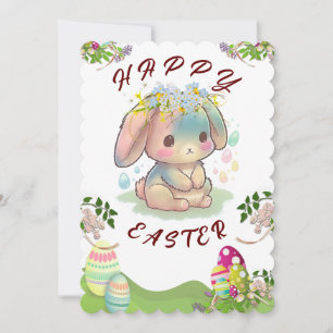 Niedliche Bunny Happy Osterkarte Einladung