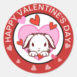 Niedliche Bunny Hearts Valentines Aufkleber