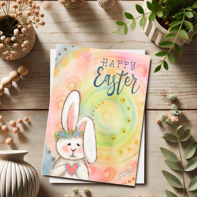Niedliche Bunny Inspirivity Pastel Happy Oaster Karte (Von Creator hochgeladen)