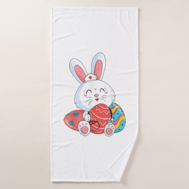 Niedliche Bunny Nurse Eggs Happy Ostertag Pflege Badehandtuch (Badehandtuch)