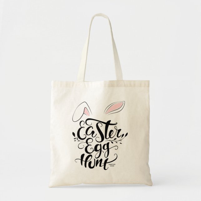 Niedliche Bunny Oars Kalligrafie Ostereier Jagd Cu Tragetasche (Vorne)