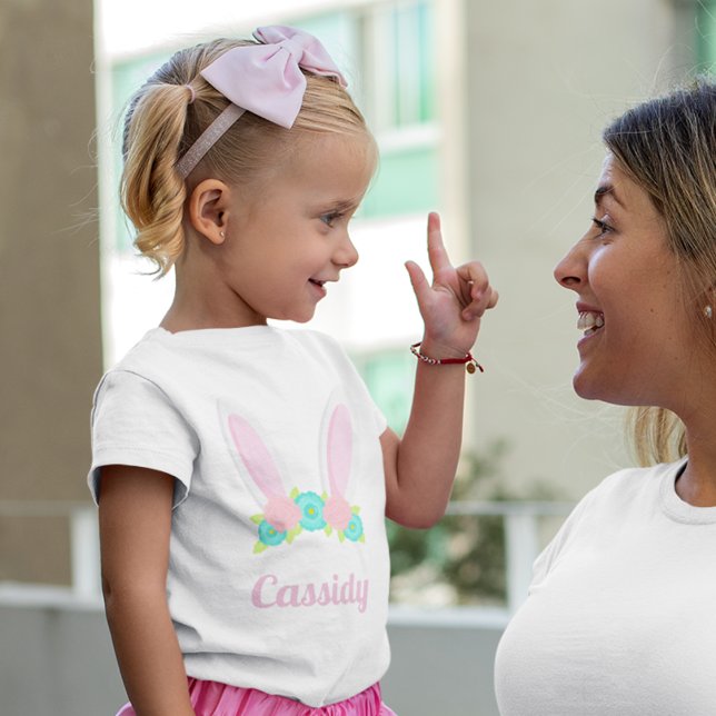 Niedliche Bunny Ohren Tiara Ostern Personalisiert Kleinkind T-shirt (Von Creator hochgeladen)