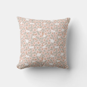Niedliche Bunny Pink Blume Muster Frühjahr Sommer Kissen