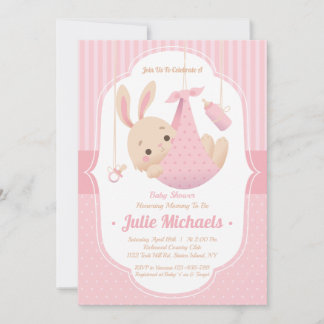 Niedliche Bunny Rabbit Baby Shower Girl Einladung