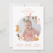 Niedliche Bunny Rabbit Birthday Baby Dusche Einlad