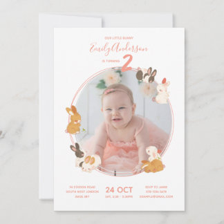 Niedliche Bunny Rabbit Birthday Baby Dusche Einlad Einladung