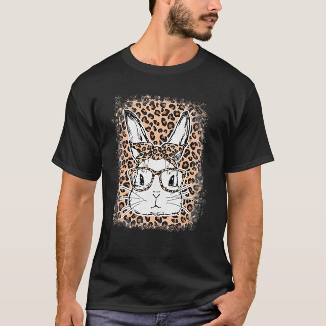 Niedliche Bunny Rabbit Face Leopard Brille Headban T-Shirt (Vorderseite)