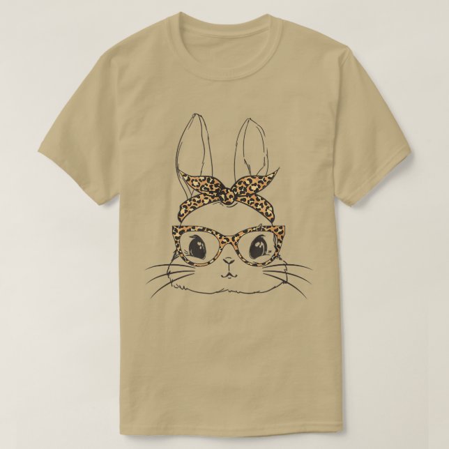 Niedliche Bunny Rabbit Face Leopard Druckbrille Ea T-Shirt (Design vorne)