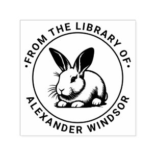 Niedliche Bunny Rabbit Line Art #3 Bibliotheksname Permastempel
