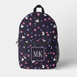 Niedliche Bunny Rabbit Muster Monogram Initialen L Bedruckter Rucksack