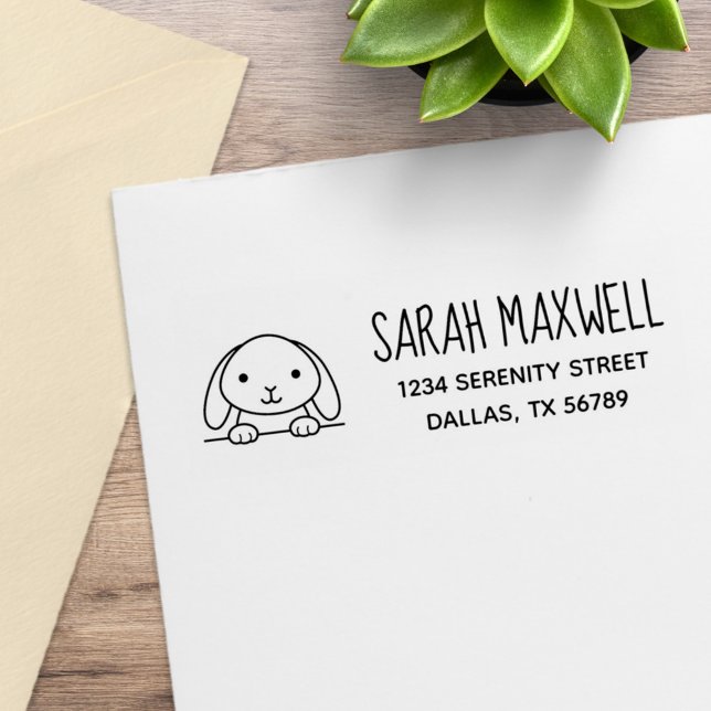 Niedliche Bunny Rabbit Rücksendeadresse Gummistempel (Von Creator hochgeladen)