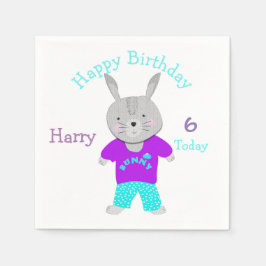 Niedliche Bunny Rabbit ThemenGeburtstagsparty Serviette