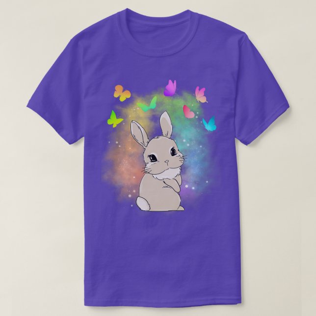 Niedliche Bunny Rabbit Zauberstaub-Farben und Butt T-Shirt (Design vorne)