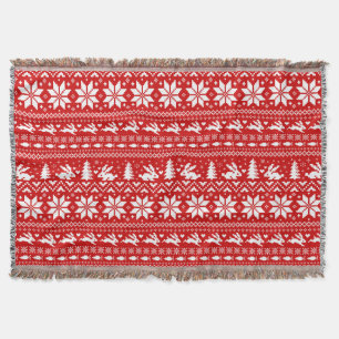 Niedliche Bunny Rabbits Red Christmas Holiday Patt Decke