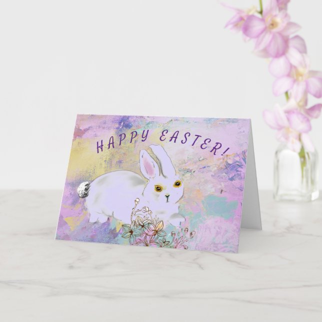 Niedliche Bunny & Spring Blumen Osterkarte Karte (Orchidee)