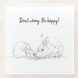 Niedliche Bunny Tinte Zeichnend Mach dir keine S Glasuntersetzer