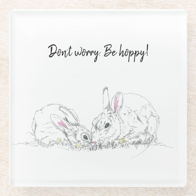 Niedliche Bunny Tinte Zeichnend | Mach dir keine S Glasuntersetzer (Vorderseite)