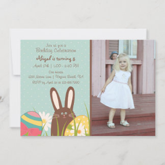 Niedliche Bunny und Ostereier Foto Geburtstag Einladung