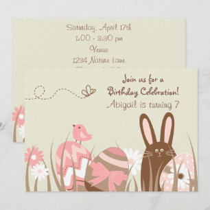 Niedliche Bunny und Ostereier Geburtstag Einladung