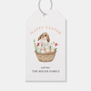 Niedliche Bunny und Ostereier Happy Osterfest Geschenkanhänger