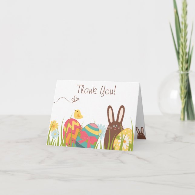 Niedliche Bunny und Ostereier Urlaub Danke (Vorderseite)