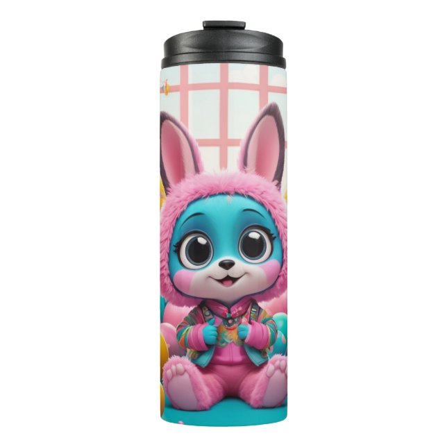Niedliche Bunny Water Flasche - Adable Blue Rabbit (Vorderseite)