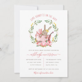 Niedliche Bunny & Watercolor Blume Girl Babydusche Einladung