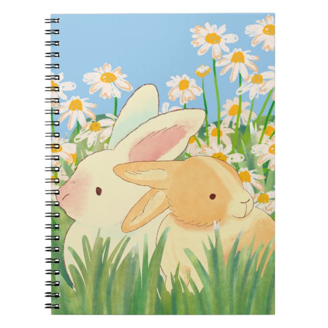 Niedliche Bunnys in der Natur Notizblock (Vorderseite)