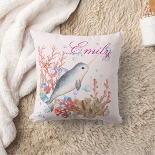 Niedliche bunt Bubbles Ocean baby Narwhal Kissen