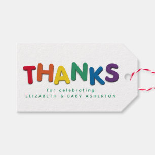 Niedliche bunt danke Babydusche danke Ihnen für Ih Geschenkanhänger