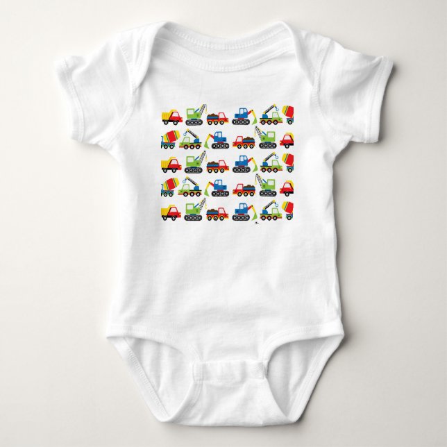 Niedliche bunt gebaute Spielzeugwagen Baby Strampler (Vorderseite)