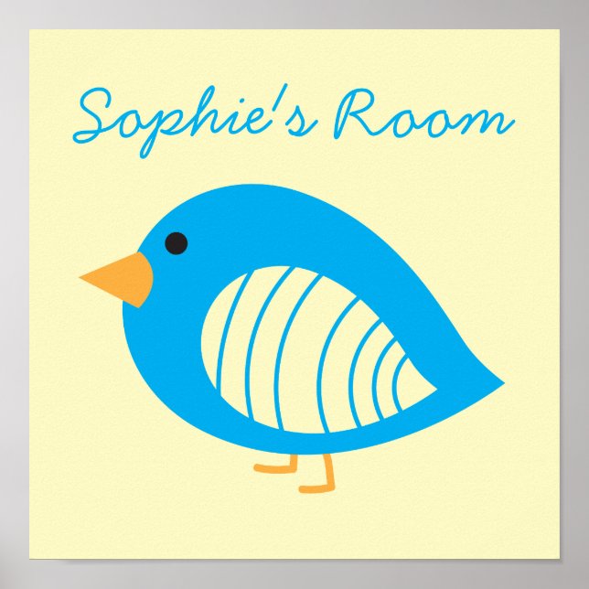 Niedliche, bunt geblümte Vogelplakette Poster (Vorne)