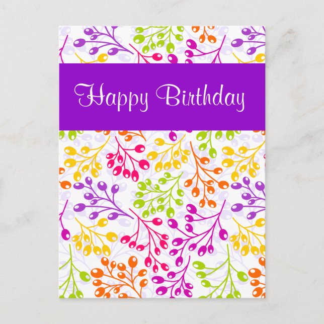 Niedliche bunt herbstliche Früchte Geburtstag Post Postkarte (Vorderseite)