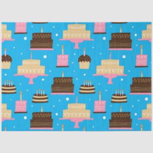Niedliche bunt whimsical Geburtstagsmuster Blau Seidenpapier