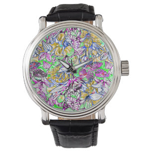Niedliche, bunte abstrakte Blume Armbanduhr