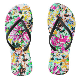 Niedliche bunte abstrakte Blüte Flip Flops