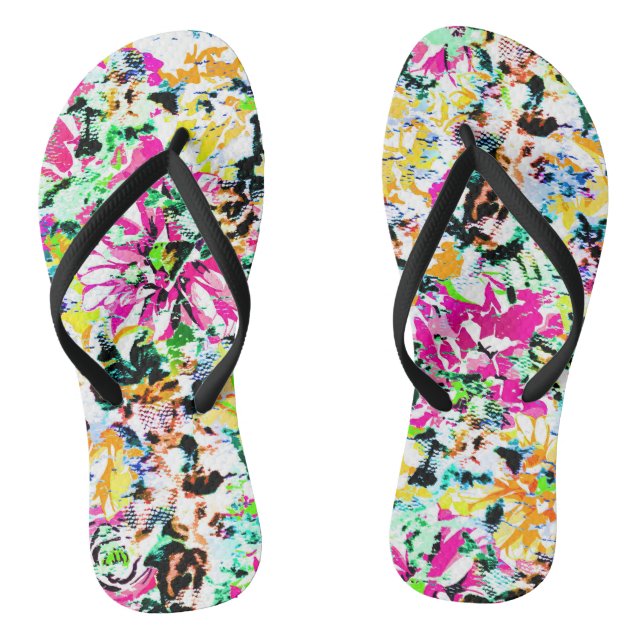 Niedliche bunte abstrakte Blüte Flip Flops (Fußbett)