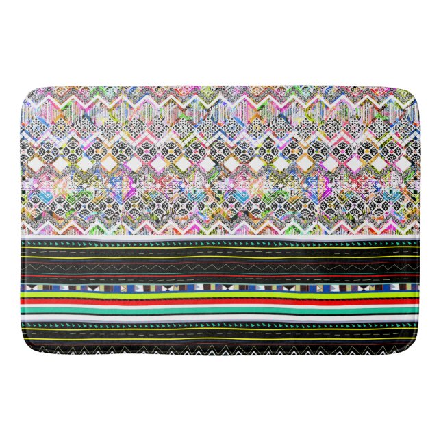 Niedliche bunte Aztec-Stammmuster Badematte (Vorderseite)