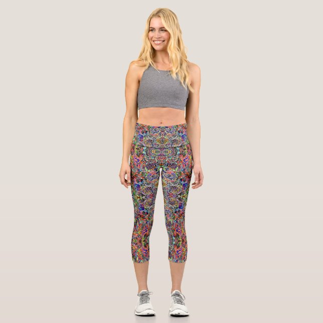 Niedliche bunte Blume Muster Leggings (Vorderseite)